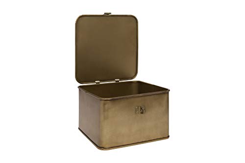 Creative Co-Op Square Decorative Metal Boxes with Gold Finish (Set of 3 Sizes)