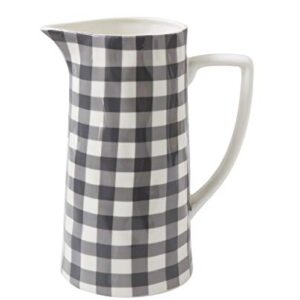 Creative Co-op DF0131 Black & White Gingham Stoneware Pitcher