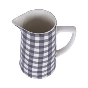 Creative Co-op DF0131 Black & White Gingham Stoneware Pitcher