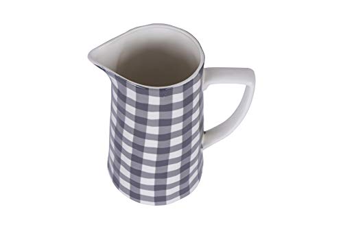 Creative Co-op DF0131 Black & White Gingham Stoneware Pitcher