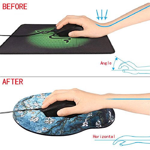 Mouse Pads for Computers Van Gogh Ergonomic Memory Foam Nonslip Wrist Support-Lightweight Rest Mousepad for Office,Gaming,Computer, Laptop & Mac,Pain Relief,at Home Or Work