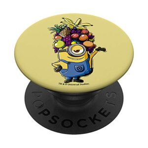 despicable me minions stuart with a fruit hat popsockets popgrip: swappable grip for phones & tablets
