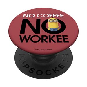 despicable me minions no coffee no workee popsockets popgrip: swappable grip for phones & tablets