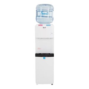 Avanti Water Cooler Dispenser Top Loading, Holds 3 & 5 Gallon Bottles with Stainless Steel Reservoir, Cold and Hot Temperature, Perfect for Homes, Kitchens, Offices, Dorms, 5-Gallon, White