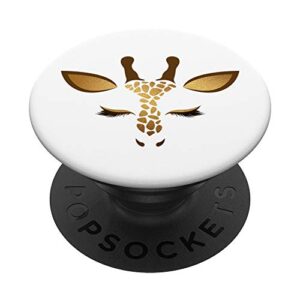 happy smile giraffe face brown white on black paar039 popsockets popgrip: swappable grip for phones & tablets