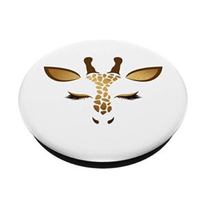 Happy Smile Giraffe Face Brown White on Black PAAR039 PopSockets PopGrip: Swappable Grip for Phones & Tablets