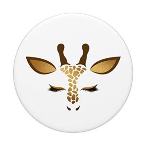 Happy Smile Giraffe Face Brown White on Black PAAR039 PopSockets PopGrip: Swappable Grip for Phones & Tablets