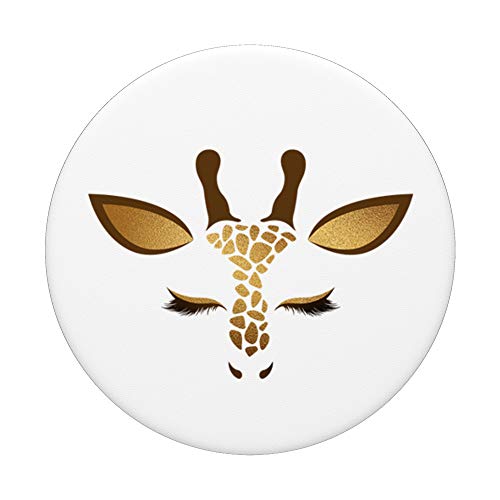 Happy Smile Giraffe Face Brown White on Black PAAR039 PopSockets PopGrip: Swappable Grip for Phones & Tablets