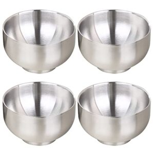 devico soup cereal bowls, 4-piece 19-ounce stainless steel salad rice dessert serving bowl set, matte finish