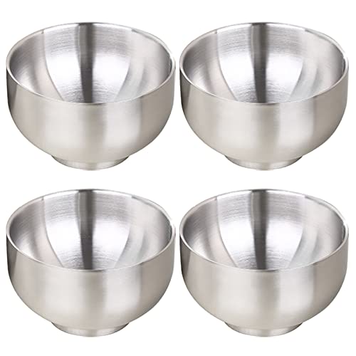 DEVICO Soup Cereal Bowls, 4-Piece 19-Ounce Stainless Steel Salad Rice Dessert Serving Bowl set, Matte Finish