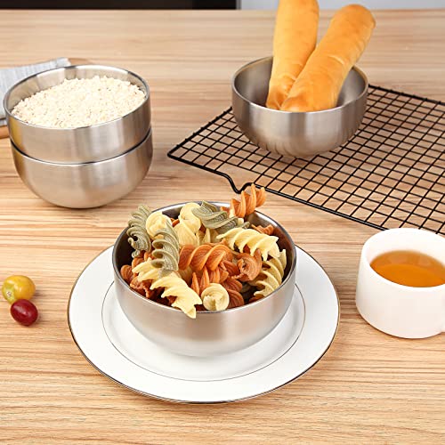 DEVICO Soup Cereal Bowls, 4-Piece 19-Ounce Stainless Steel Salad Rice Dessert Serving Bowl set, Matte Finish