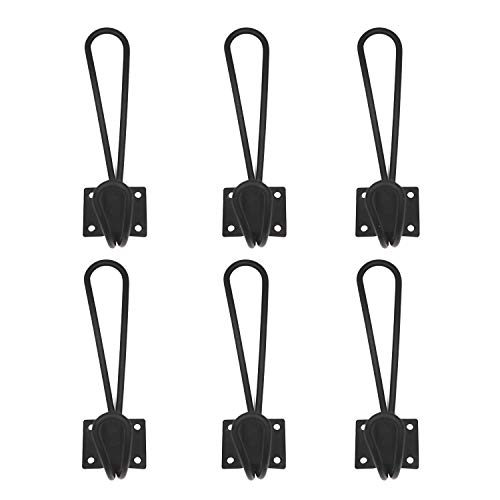 FGen 6pcs Premium Black Bathroom Toilet Hook, Heavy Black Entry Channel Hook, Coat Hook