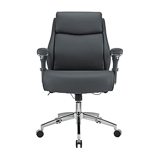Realspace® Modern Comfort Keera Bonded Leather Mid-Back Manager's Chair, Gray/Chrome, BIFMA Certified