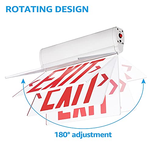 LEONLITE Red Exit Signs for Business, UL 924, LED Edge Lit Exit Sign, Hardwired Emergency Exit Lights with Battery Backup, Rotating Acrylic Clear Panel, Top/Side/Wall Mount, AC 120/277V, Pack of 2