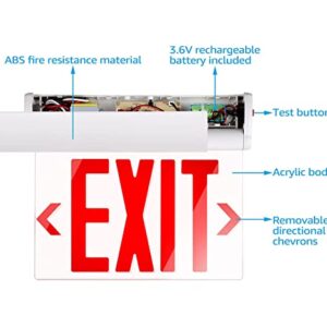 LEONLITE Red Exit Signs for Business, UL 924, LED Edge Lit Exit Sign, Hardwired Emergency Exit Lights with Battery Backup, Rotating Acrylic Clear Panel, Top/Side/Wall Mount, AC 120/277V, Pack of 2