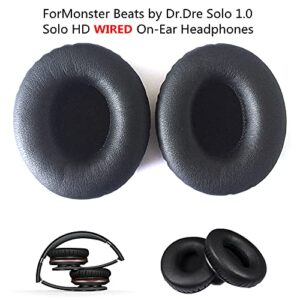 Solo 1 Wired Replacement Earpads Ear Pad Cushions Compatible with Monster Beats by Dr.Dre Solo1.0 Wired Solo HD Wired On-Ear Headphones (Black)