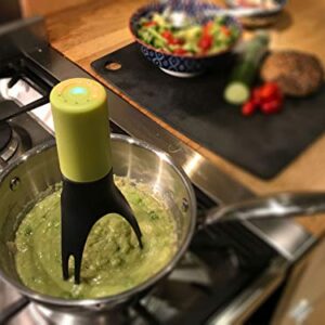 Uutensil StirrTime, Automatic Pan Stirrer with Timer, Olive & Gray