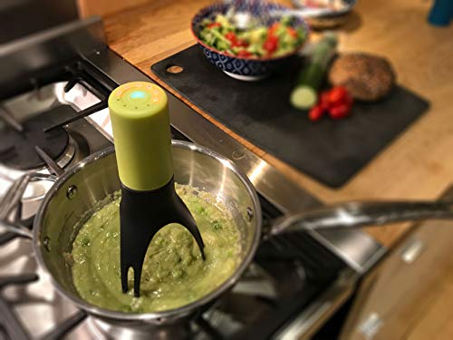 Uutensil StirrTime, Automatic Pan Stirrer with Timer, Olive & Gray