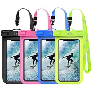 moko waterproof phone pouch holder [4 pack], underwater phone case bag with lanyard compatible with iphone 14 13 12 11 pro max x/xr/xs max/se 3, samsung s21/s10/s9