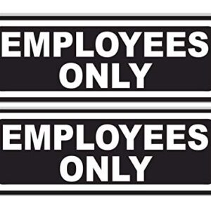 Employees Only Sticker for Doors (Pack of 2) | Black and White Laminated Vinyl 7.75 x 2.5-inches | Retail Compliance Signs for Restaurants, Retail Stores, Salons, Gas Stations, and Other