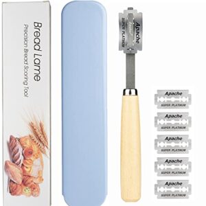 aeaker premium hand crafted bread lame for dough scoring knife, lame bread tool for sourdough bread slashing with 5 blades included with safety box