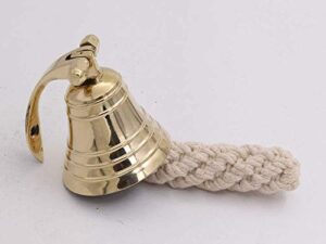 2" polished brass bell quality marine wall mounted ship hanging bell perfect for dinner, indoor, outdoor, school, bar, reception, last order & church by the metal magician