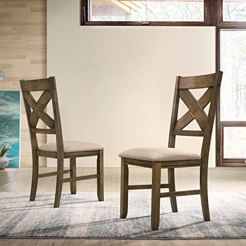 Roundhill Furniture Raven Wood Fabric Upholstered Dining Chair, Maple