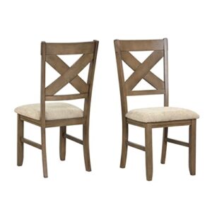 Roundhill Furniture Raven Wood Fabric Upholstered Dining Chair, Maple