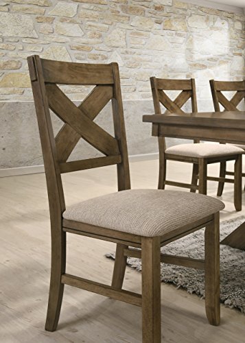 Roundhill Furniture Raven Wood Fabric Upholstered Dining Chair, Maple