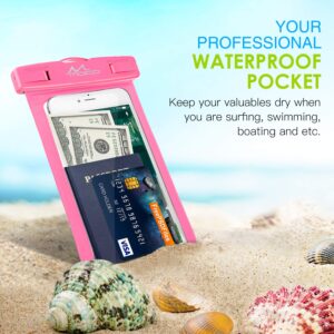 MoKo Waterproof Phone Pouch Holder [2 Pack], Underwater Phone Case Dry Bag with Lanyard Compatible with iPhone 14 13 12 11 Pro Max X/Xr/Xs Max/SE 3, Samsung S21/S10/S9/S8 Plus, Blue+Green+Pink