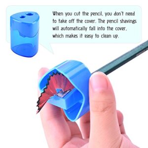 WXJ13 4 Colors Double Hole Manual Pencil Sharpener with Cover for Office and School, Pack of 12