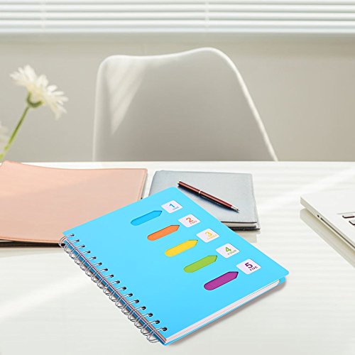 5 Subject Notebook, A5 Notebooks and Journals Spiral Bund, Wide Ruled, Lab Professional Notepad, Colored Dividers With Tabs, 5.7”×8.27”, 240 pages, Hardcover Memo Planner for School Kids Girls Women