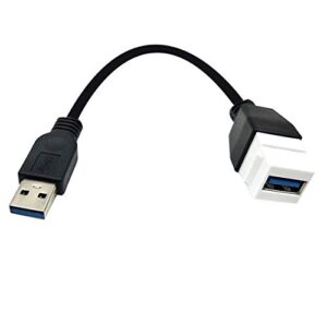 poyiccot usb 3.0 keystone jack cable, usb 3.0 a male to usb 3.0 keystone jack female m/f pigtail extension keystone-to-cable for wall plate connectors adapter convertor cable