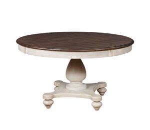 roundhill furniture arch weathered round dining table pedastal base, multicolor