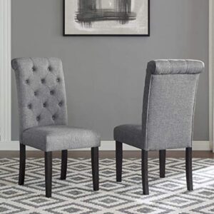 roundhill furniture leviton solid wood tufted dining chair, set of 2, gray