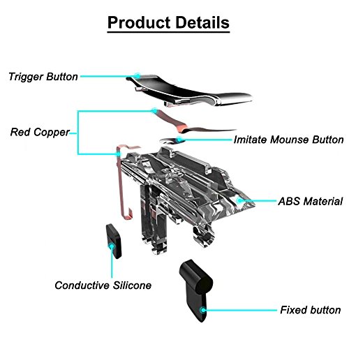 Mobile Game Triggers, Norhu Mobile Game Controllers for PUBG Mobile,Fortnite Mobile Phone Gaming Triggers Sensitive Shoot and Aim Buttons Shooter Handgrip Compatible with Android & iPhone- 1Pair(L1R1)