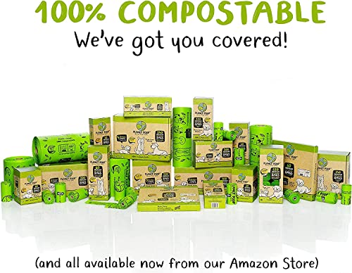 PLANET POOP Home Compostable Dog Poop Bags Extra-long with Handles 240 Un-Scented Pet Waste Bags Plastic Free, Thick Leakproof Plant-Based Doggy Bag, Cats & Dogs Pet Supplies