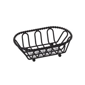 G.E.T. 4-33453 Black Oblong Braided Rim Metal Wire Basket Iron Powder Coated Wire Baskets Collection