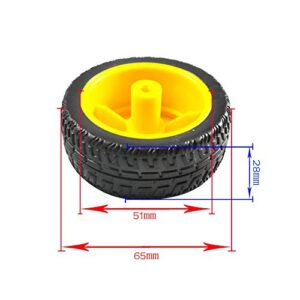 DIYmall TT Motor with Leads DC 3-6V Gearbox Motor 1:48 200RPM Tire Wheel for Arduino Smart Car 2Pin Male Connector Wire (2, 2motor+2wheel)