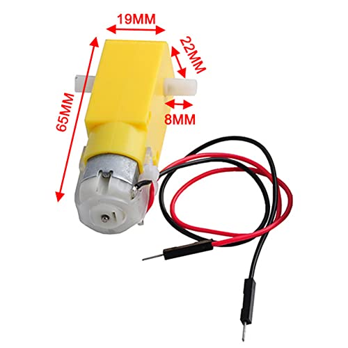 DIYmall TT Motor with Leads DC 3-6V Gearbox Motor 1:48 200RPM Tire Wheel for Arduino Smart Car 2Pin Male Connector Wire (2, 2motor+2wheel)