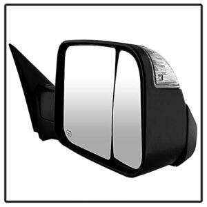 Power Heated Signal Side View Towing Mirror Assembly Compatible With 2010-2012 Ram 1500 2500 3500 With Puddle Light Manual Folding Right Passenger Side Textured Black