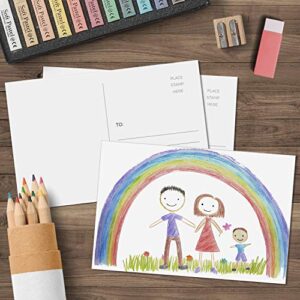 321Done Blank Postcards for Mailing (Set of 50) 4" x 6" Plain White Blank Post Card Addressing, Create Your Own for Kids, Thick Heavy Duty Index Cards - Made in USA