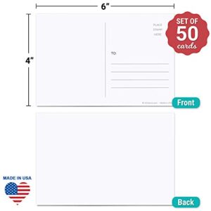 321Done Blank Postcards for Mailing (Set of 50) 4" x 6" Plain White Blank Post Card Addressing, Create Your Own for Kids, Thick Heavy Duty Index Cards - Made in USA