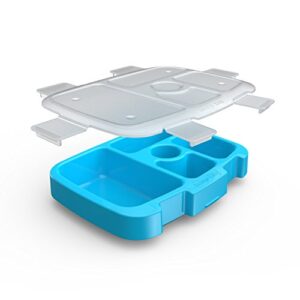 Bentgo Kids Brights Tray (Turquoise) with Transparent Cover - Reusable, BPA-Free, 5-Compartment Meal Prep Container with Built-In Portion Control for Healthy At-Home Meals and On-the-Go Lunches