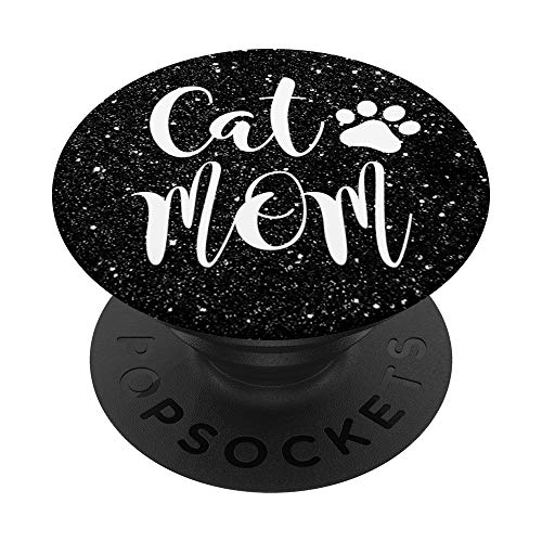 Black Cat Mom Kitten Paw Print Kitty Cat Lover Gift Zx PopSockets PopGrip: Swappable Grip for Phones & Tablets