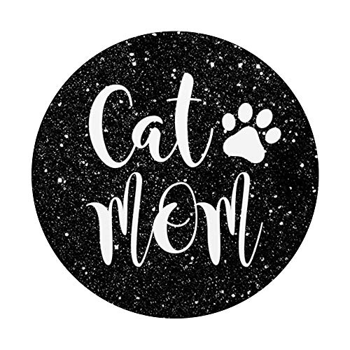 Black Cat Mom Kitten Paw Print Kitty Cat Lover Gift Zx PopSockets PopGrip: Swappable Grip for Phones & Tablets