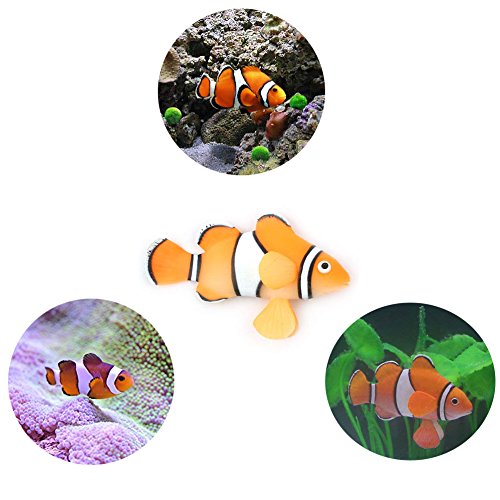 LDEXIN 2 Pack Silicone Artificial Aquarium Floating Clownfish Decoration Fish Tank Decor Underwater Saltwater Fake Fish Glowing Ornament