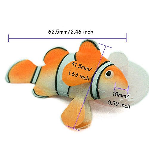 LDEXIN 2 Pack Silicone Artificial Aquarium Floating Clownfish Decoration Fish Tank Decor Underwater Saltwater Fake Fish Glowing Ornament