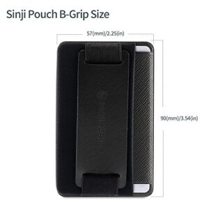 Sinjimoru Phone Grip Card Holder with Phone Stand, Secure Stick on Wallet for iPhone with Pop Out Stand for Table. Sinji Pouch B-Grip Black
