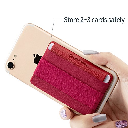 Sinjimoru Phone Grip Credit Card Holder with Flap, Secure Stick-On Wallet as Phone Finger Strap Adhesive ID Card Case for iPhone Case. Sinji Pouch B-Flap Black.